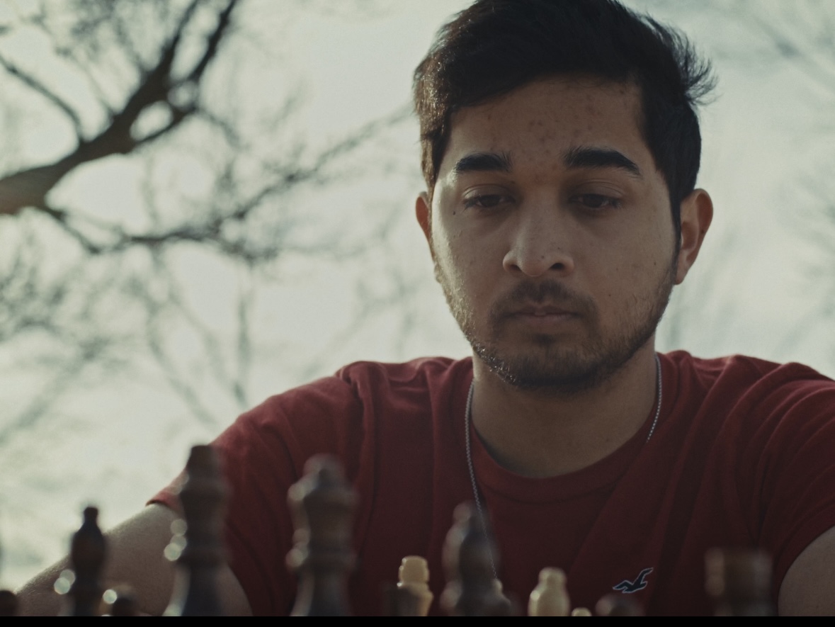 Close-up of Rohan during a chess game