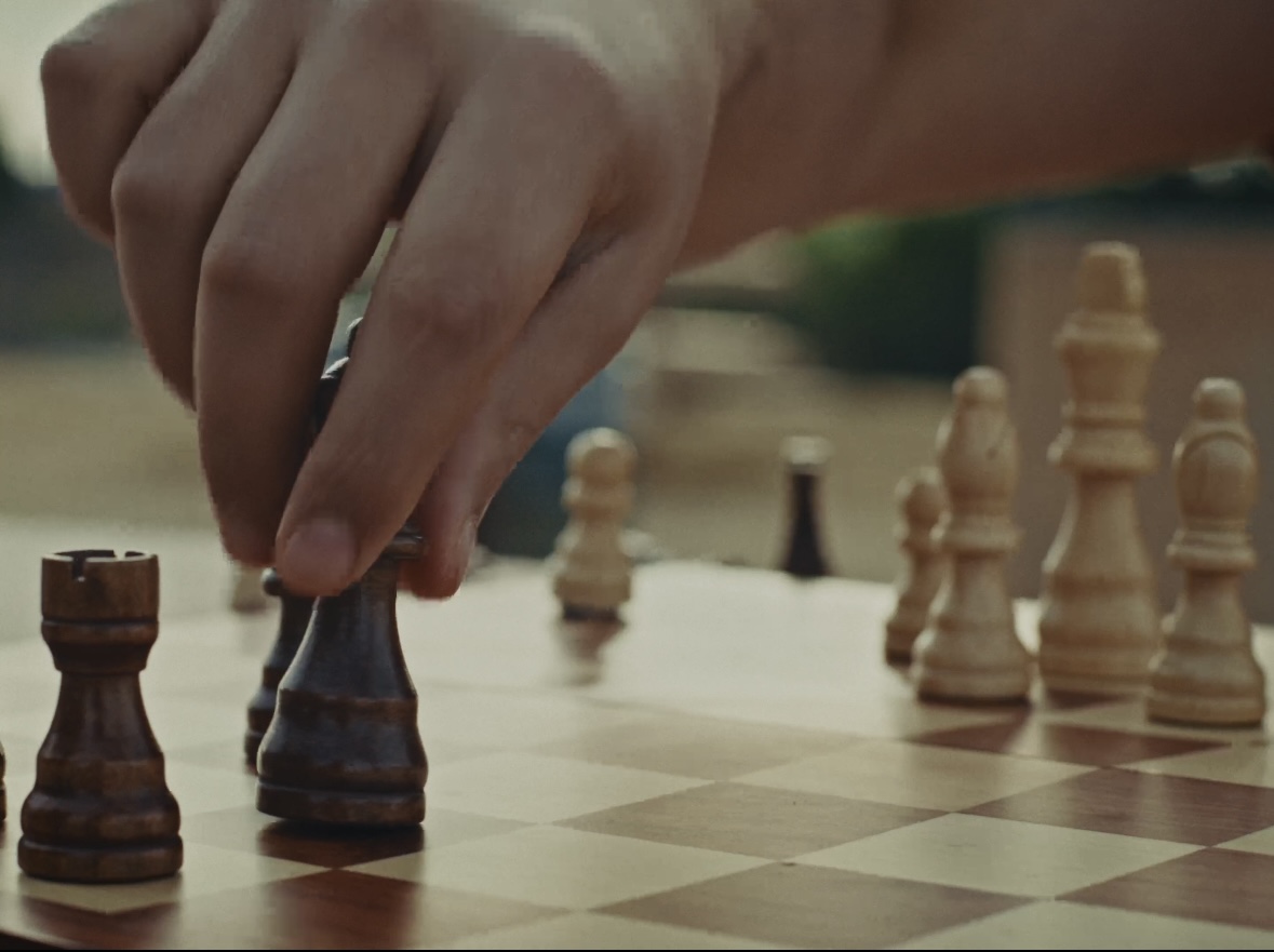 Rohan playing chess in the park